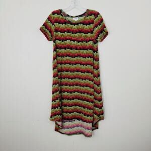 LulaRoe Carly Multicolor Retro Geometric Short Sleeve Dress Women’s Size XS